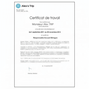 traduction assermentée certificat travail emploi