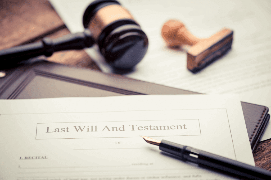 dernier testament en anglais sur une table en bois